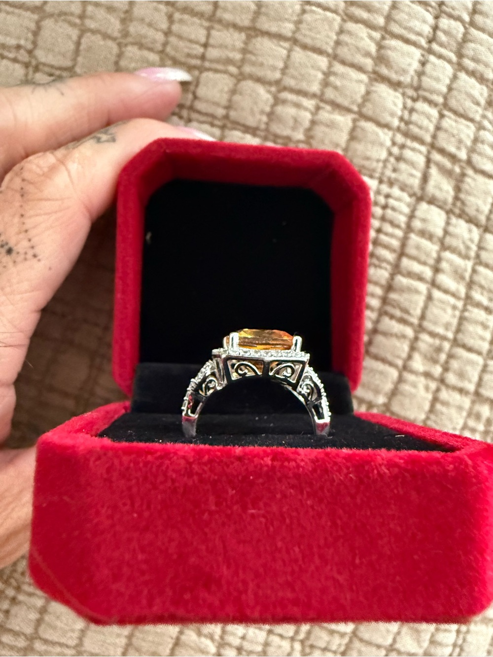 Genuine Citrine Birthstone Ring - Picture 5 of 9